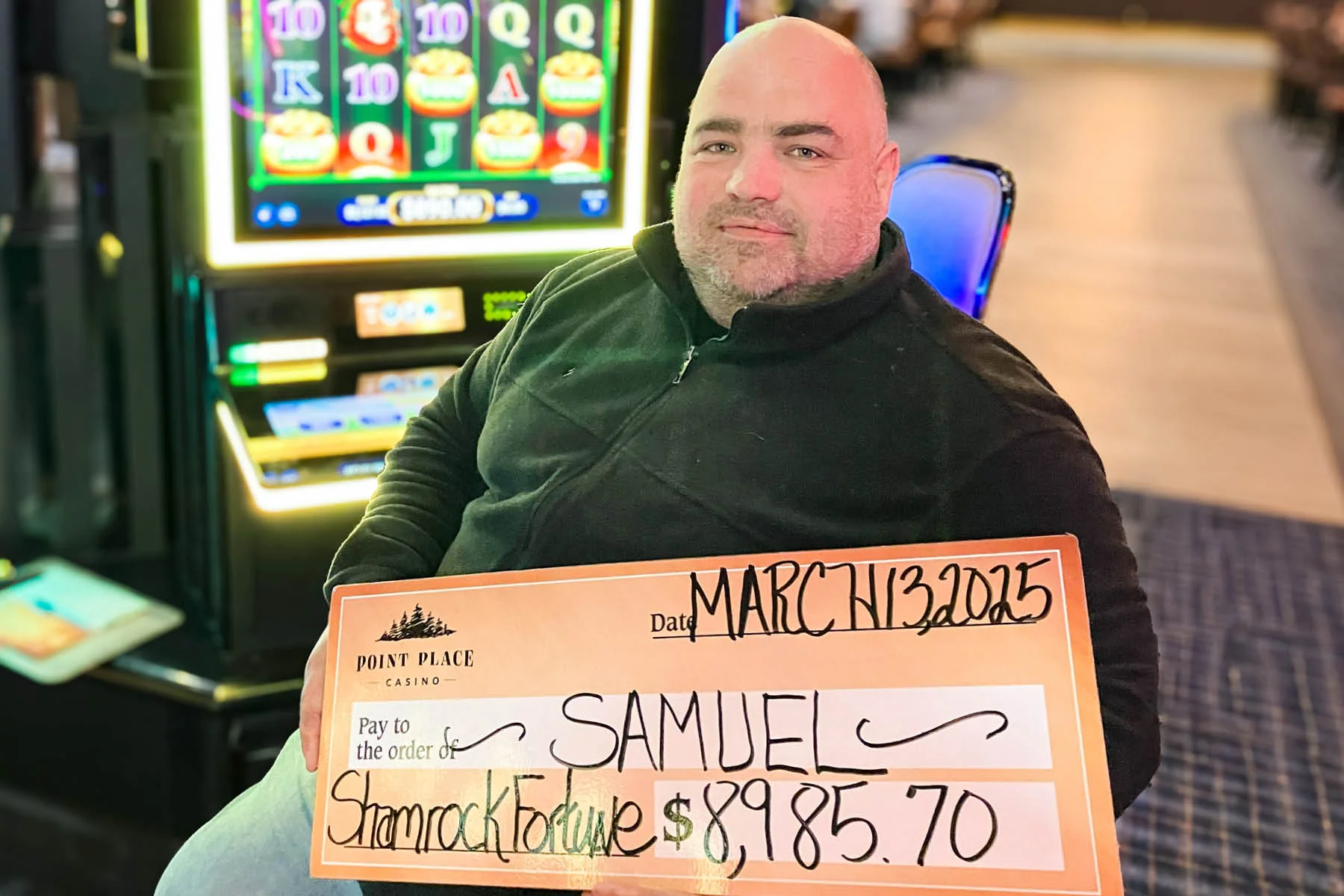 Samuel won $8,985