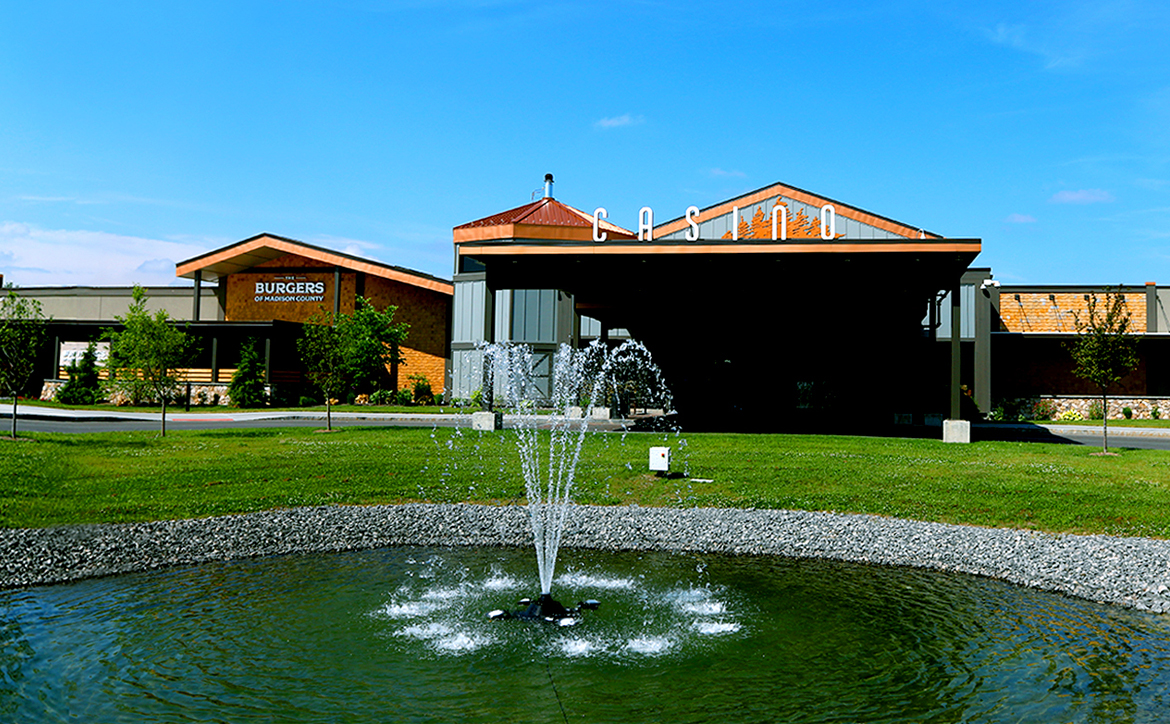 The fountain and pond outside Point Place Casino