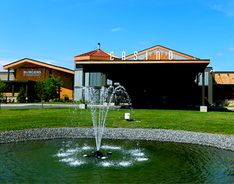 The fountain and pond outside Point Place Casino