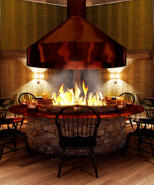 The Grand Fireplace inside Fireside Lounge at Point Place Casino in Bridgeport