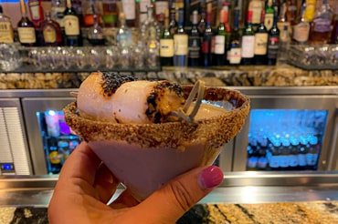 Artisanal summer smores cocktail from Point Place Casino bar