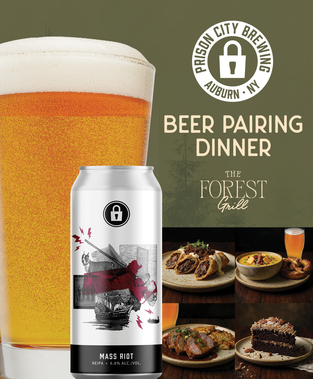 Prison City Beer Pairing Dinner Saturday, February 24, from 6:00pm – 8:00pm at The Forest Grill
