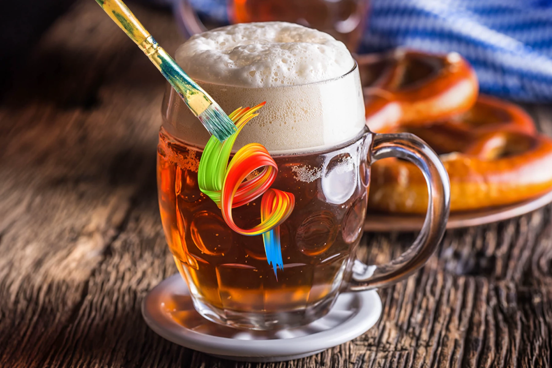 Picture of stein filled with beer being painted; Octoberfest Paint the Stein September 15 at TS Sports