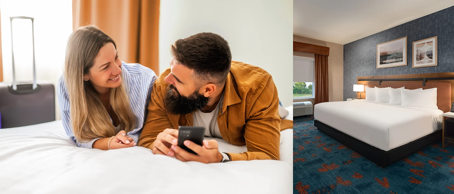 Couple enjoying hotel room at Point Place Casino Hotel